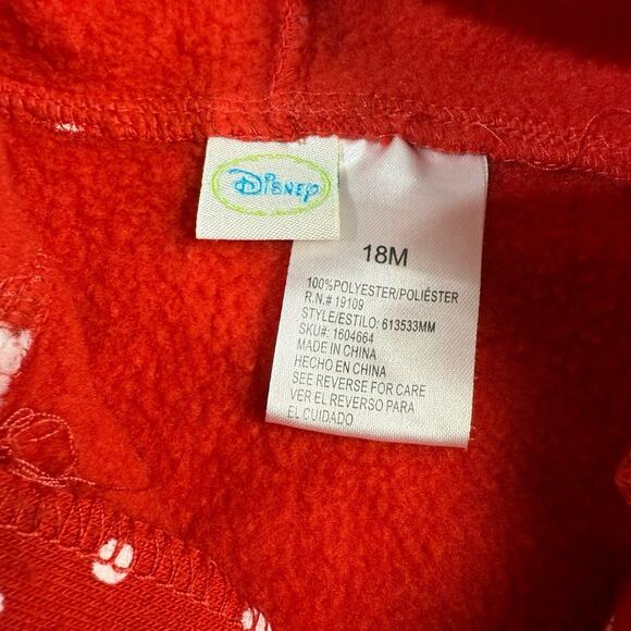 Vtg Disney Baby Minnie Mouse Red Fleece Sweater 18 Months Snowflake Christmas - Picture 5 of 5